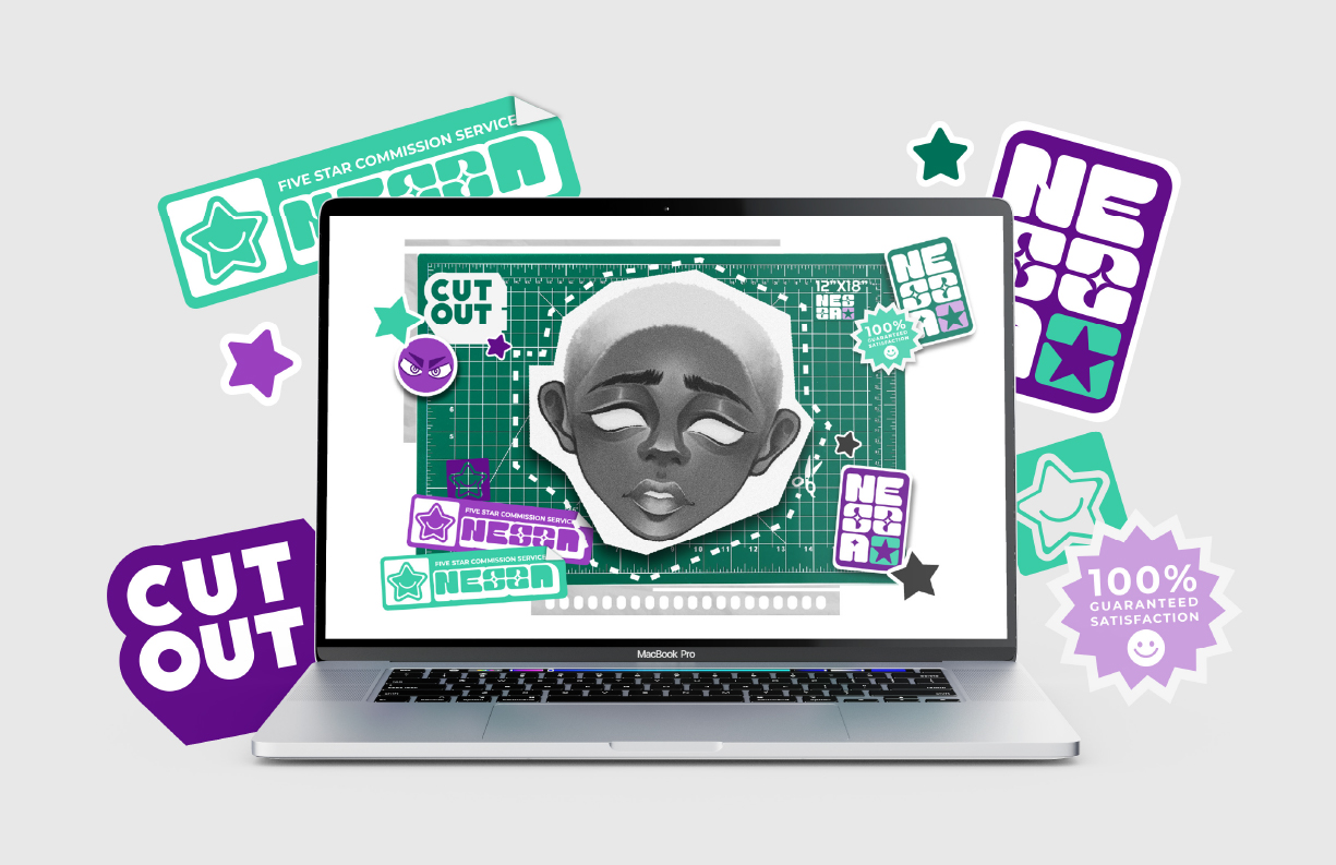 Cutout wallpaper on macbook laptop.