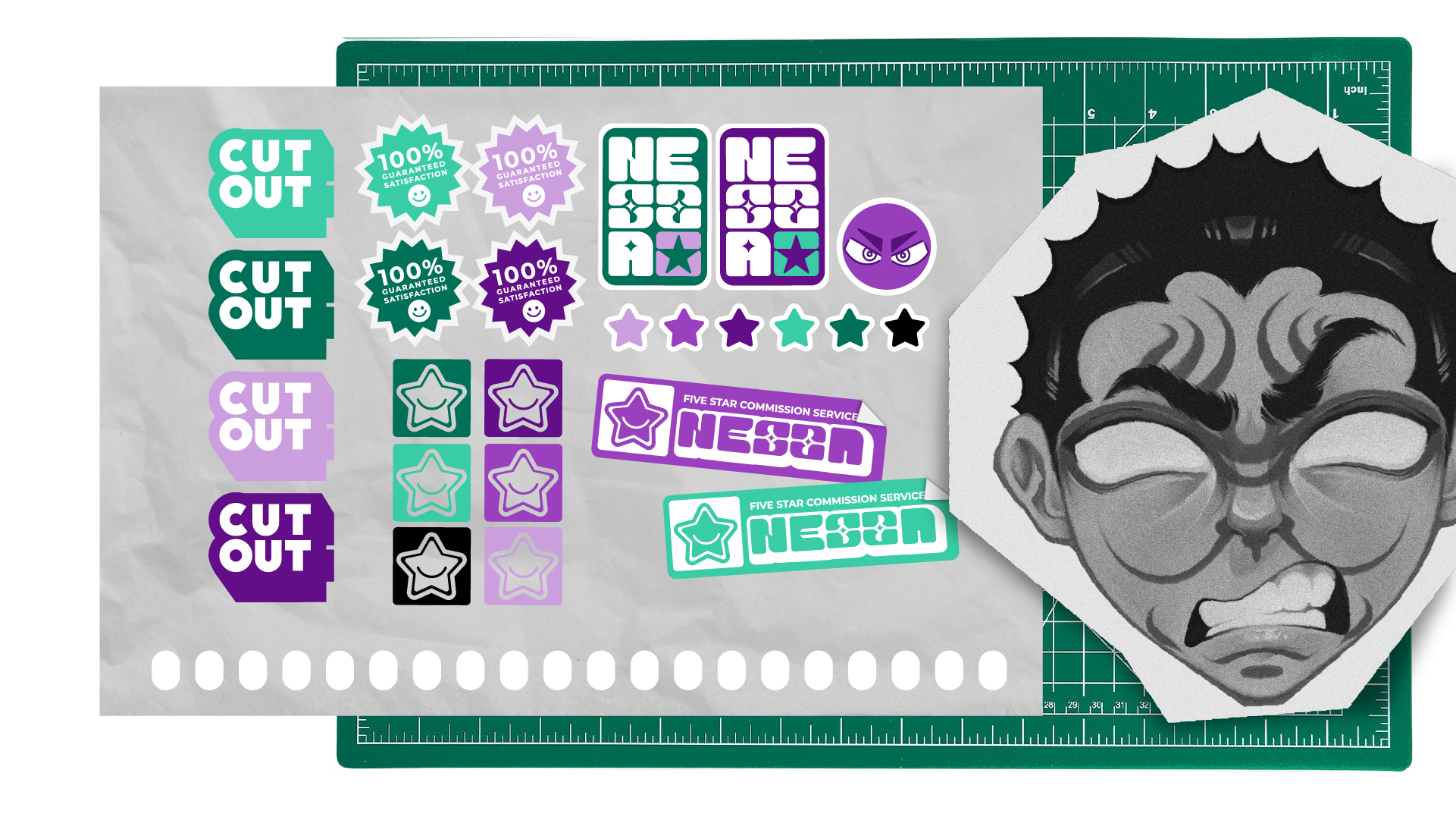 Cutout sticker asset design collection.