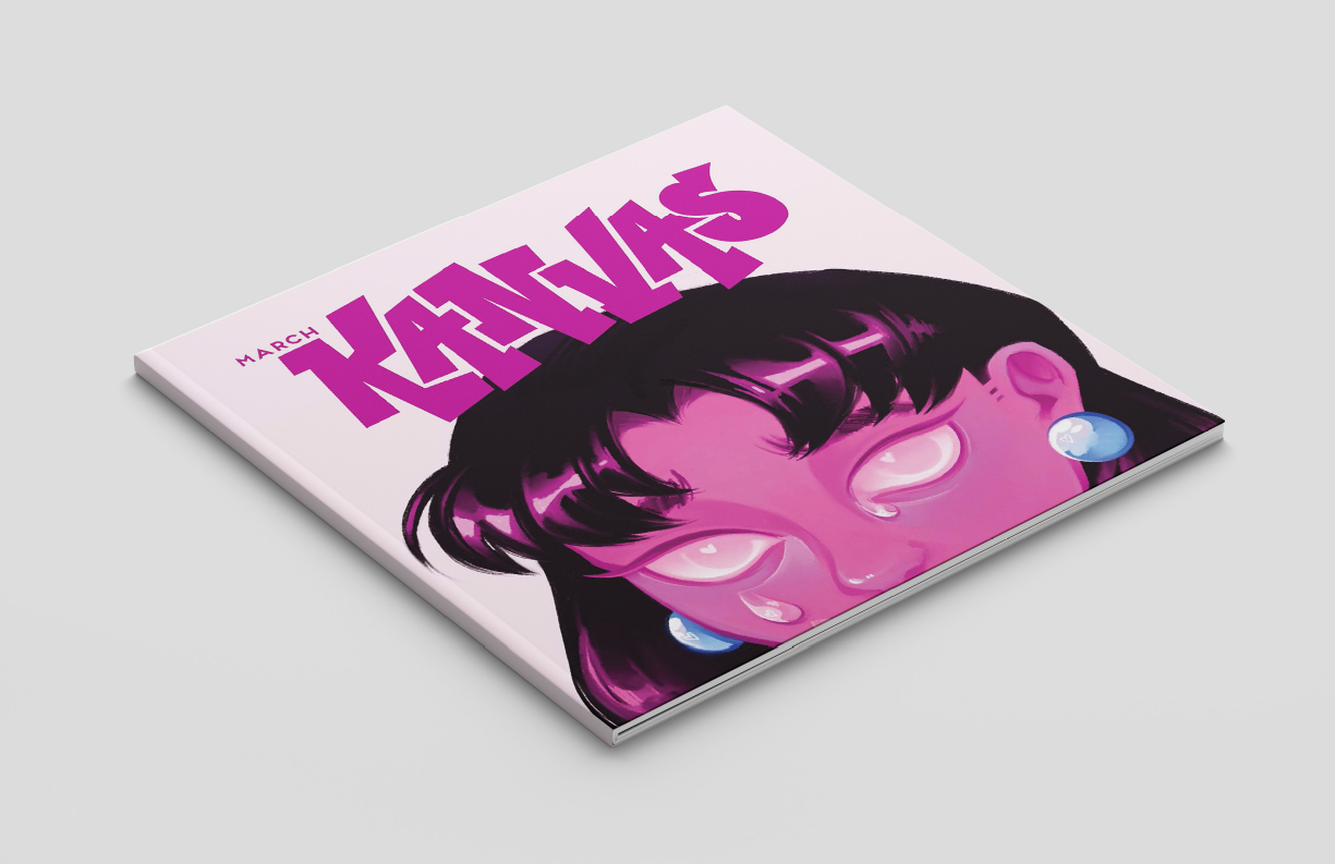 Kanvas Zine open face down, front and back cover being shown.