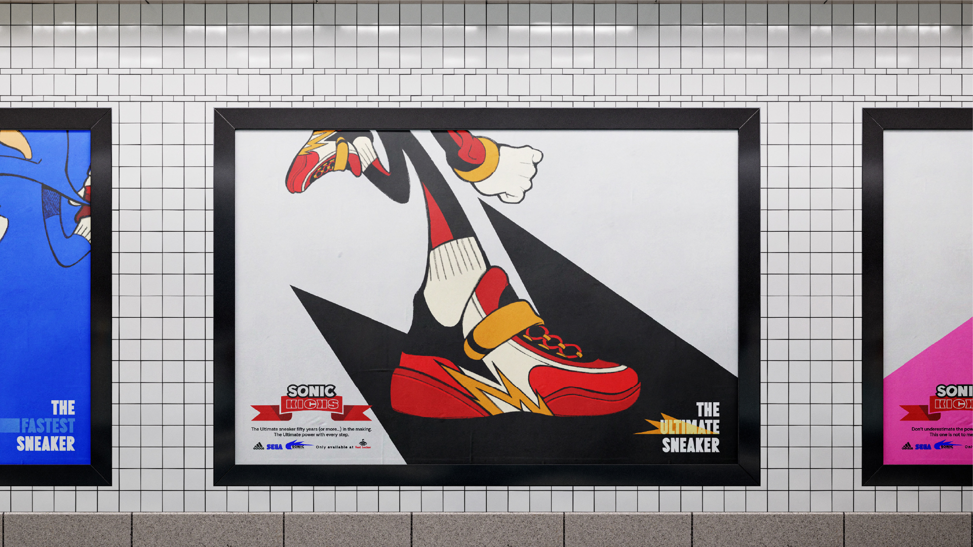 Sonic Kicks campaign ad on YouTube on Macbook screen. Shadow the hedgehog, wearing the 'Ultimate' sneakers.